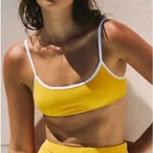 New GNASH Swim x Free People Towelling Teardrop 6/S Yellow Crop Top Terry Bikini